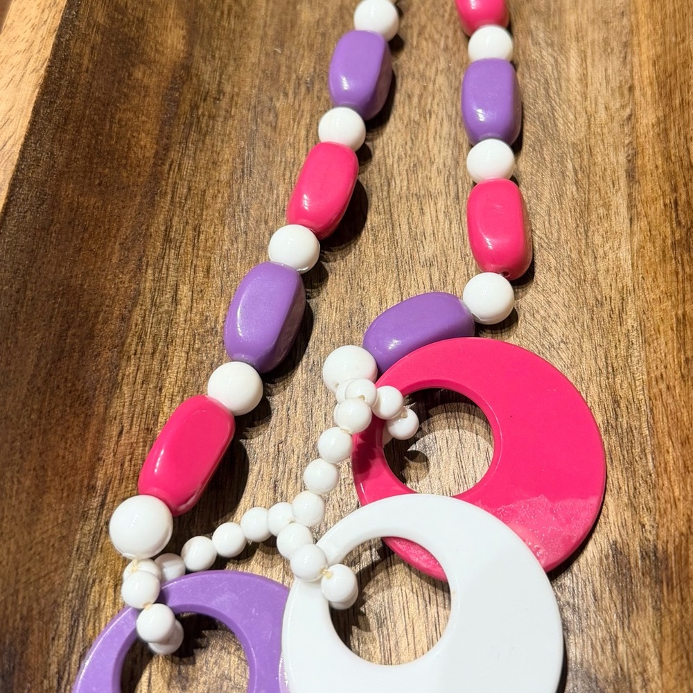 Colorful Beaded Necklace 80’s Vintage approx 18”